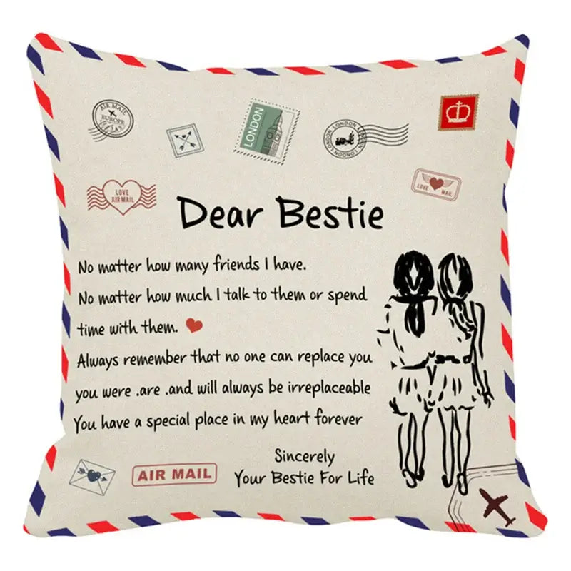 Beige Red Cushion Cover