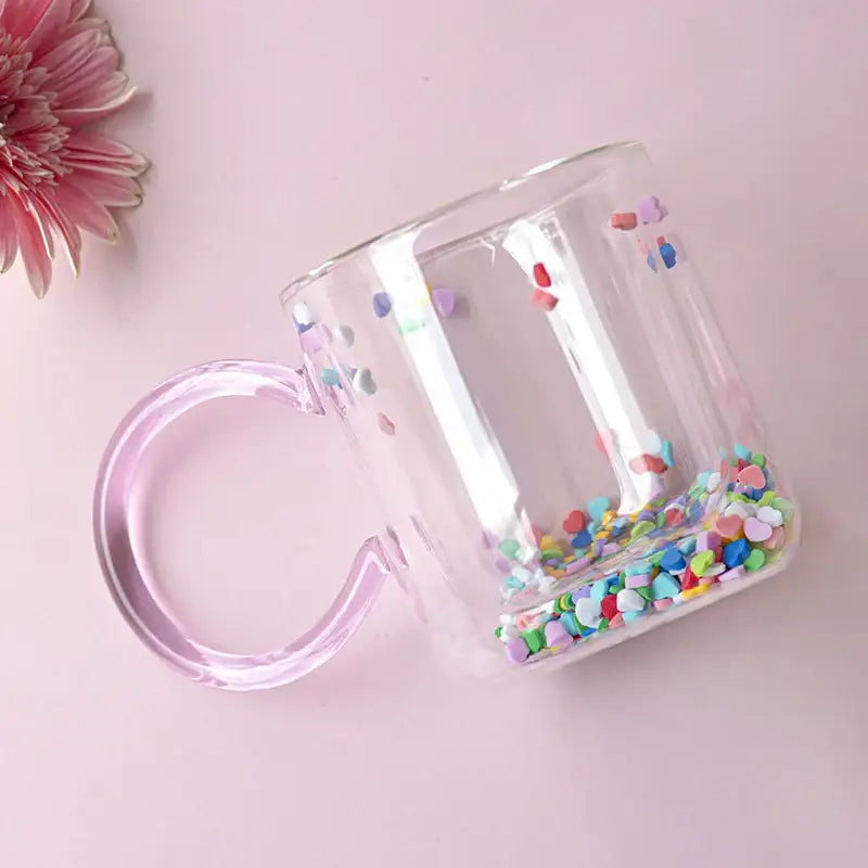 Pink Quicksand Glass Cup