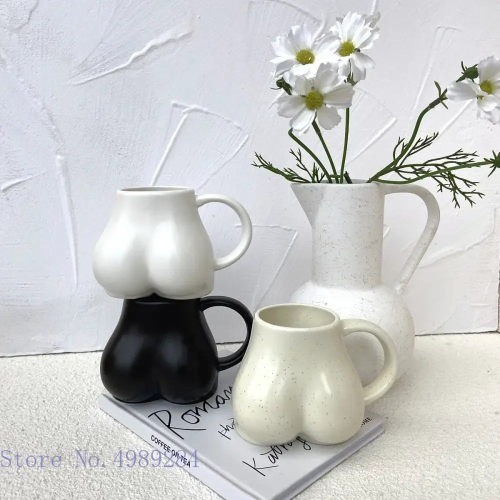 White Ceramic Butt Mug