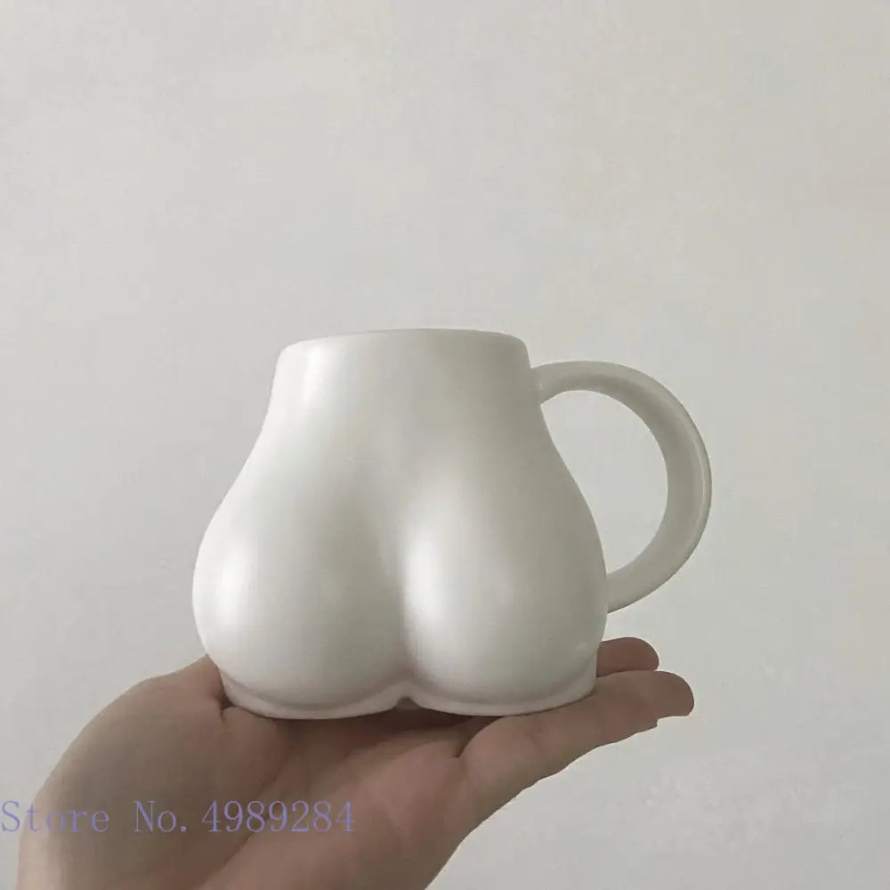 White Ceramic Butt Mug