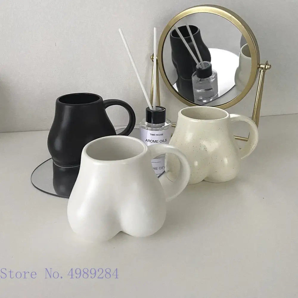 White Ceramic Butt Mug