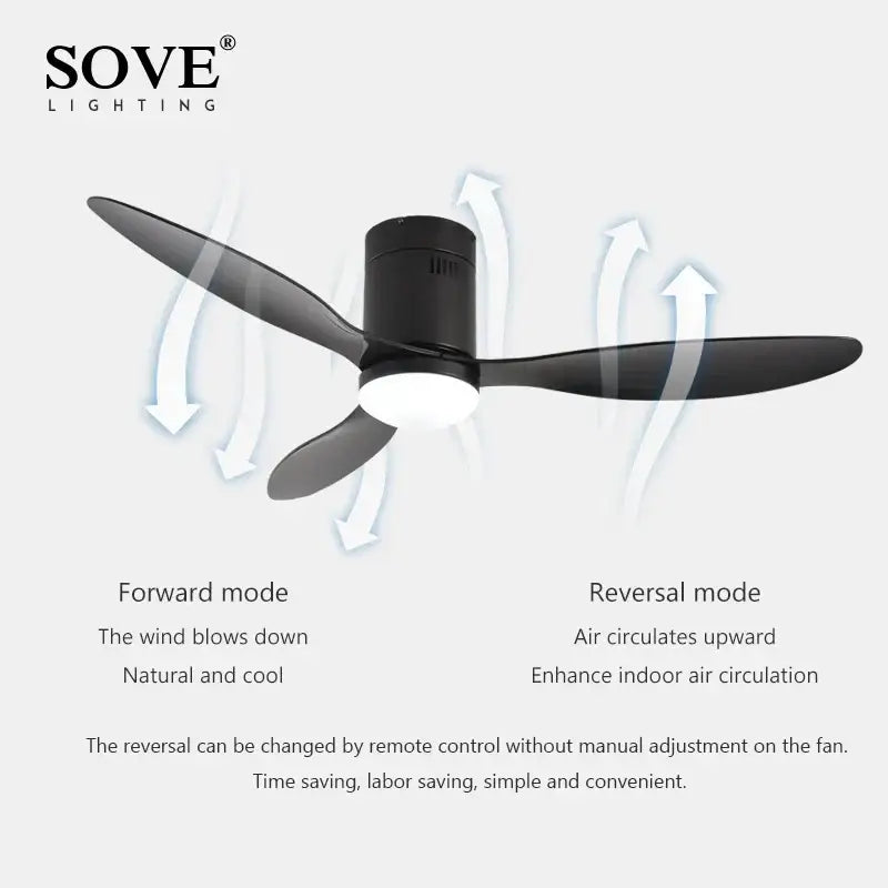 Black Modern Ceiling Fan Wood Blade Design