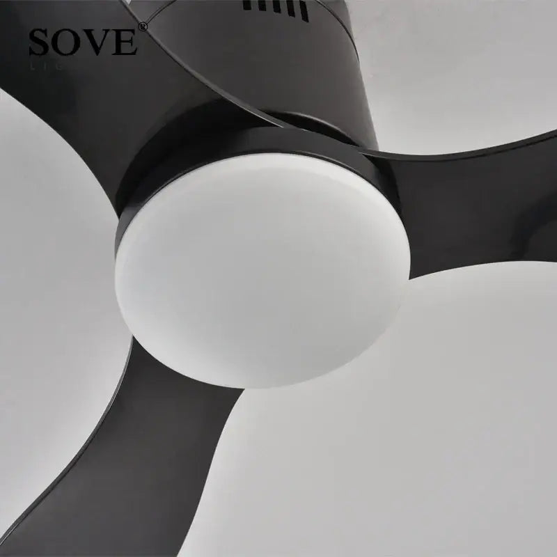 Black Modern Ceiling Fan Wood Blade Design