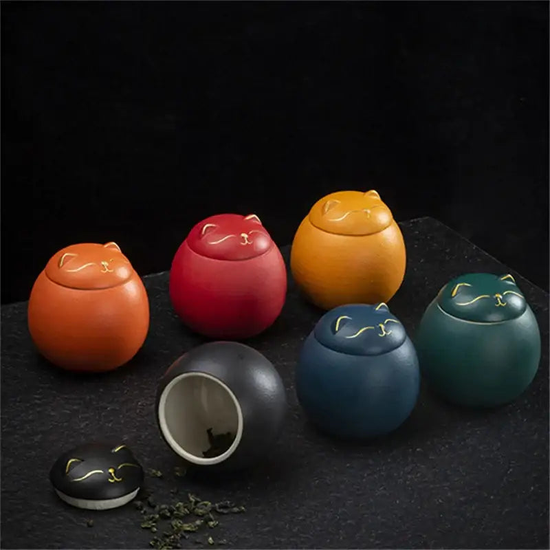 Colorful Ceramic Cat Jar