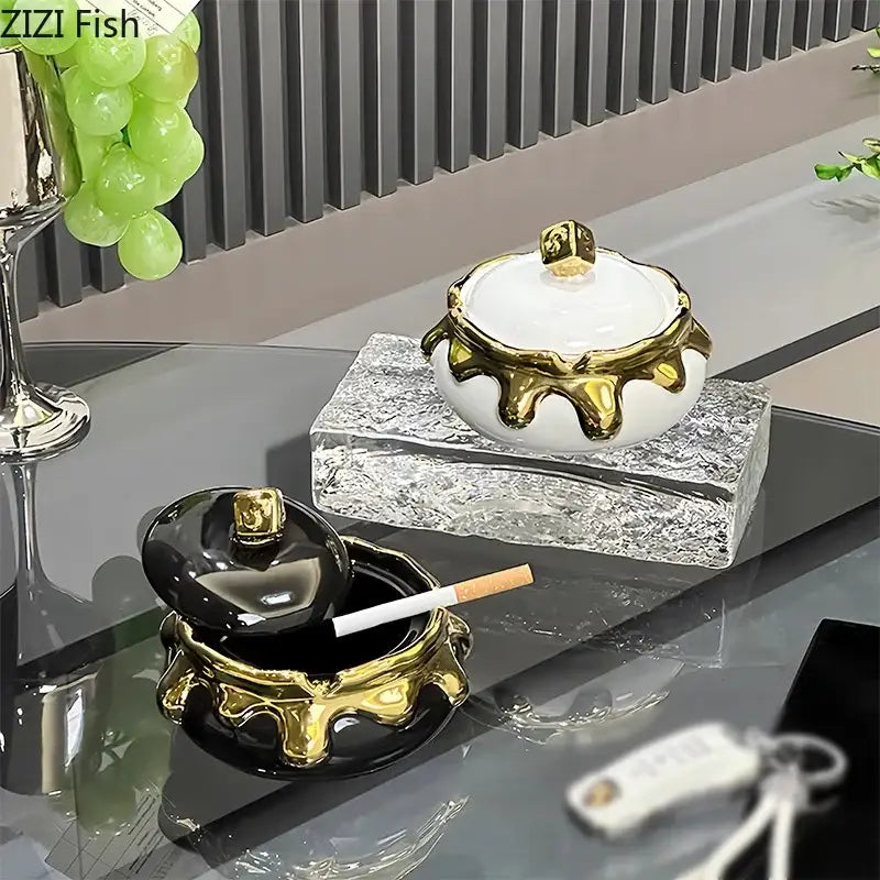 Black Ceramic Ashtray