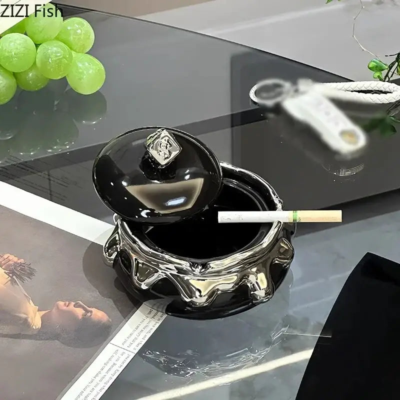 Black Ceramic Ashtray