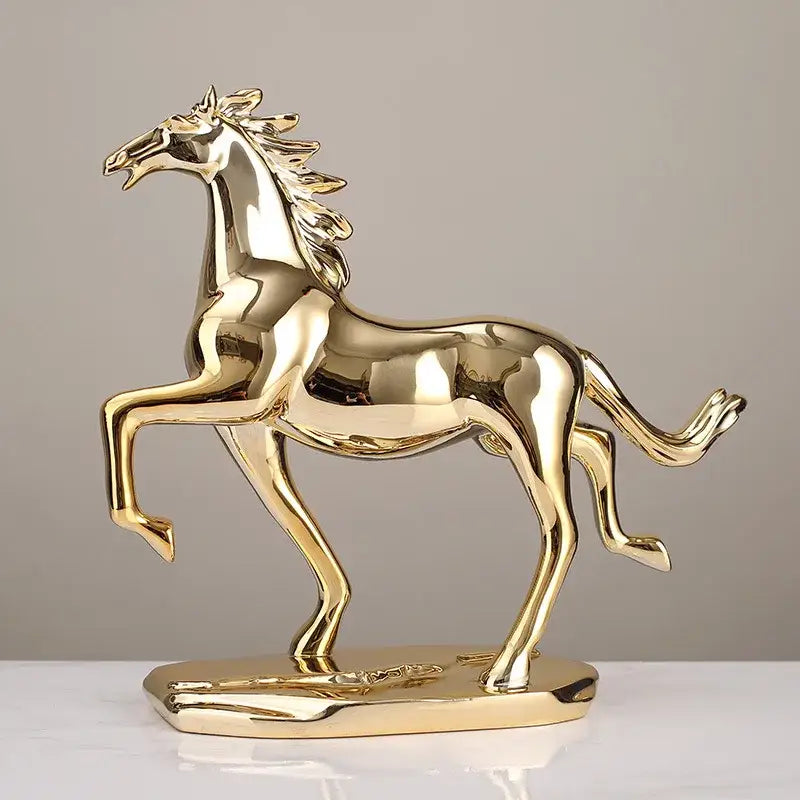 Gold Horse Resin Sculpture