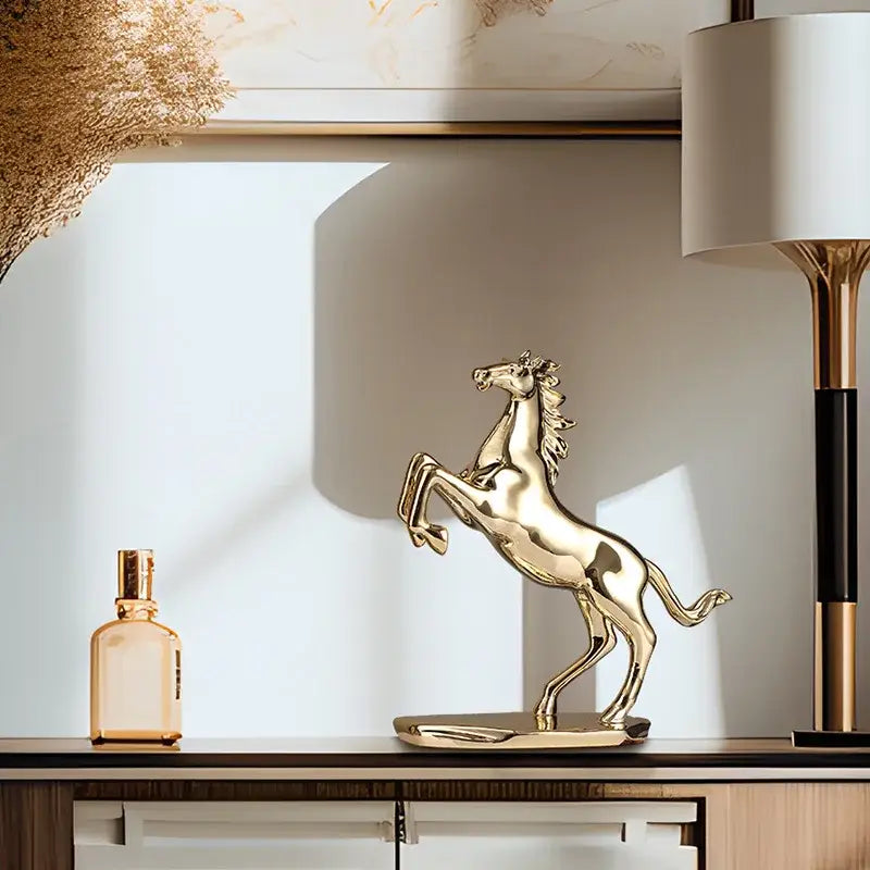 Gold Horse Resin Sculpture