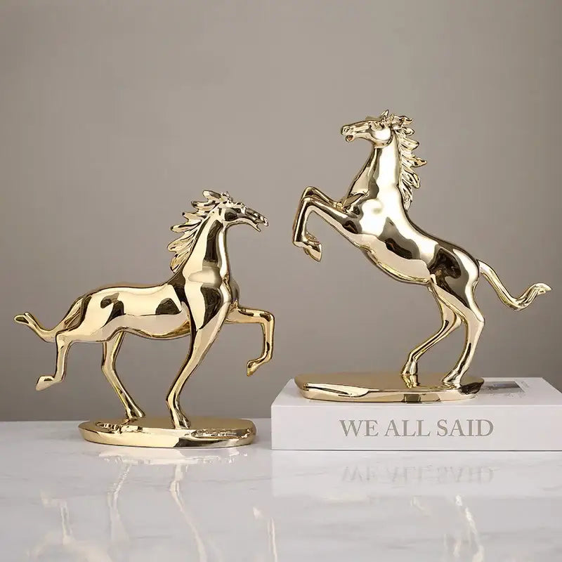 Gold Horse Resin Sculpture