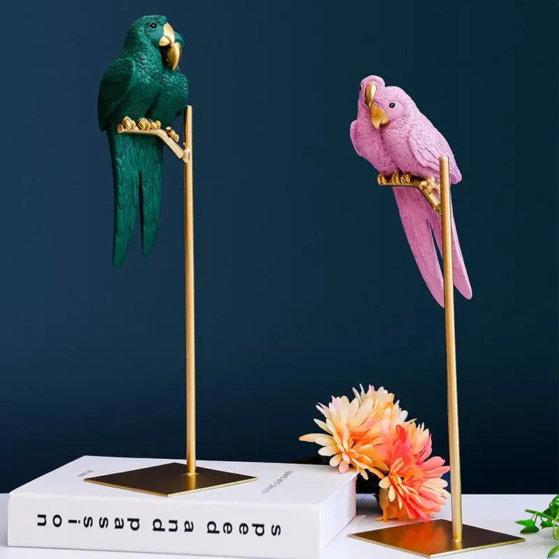 Pink Teal Parrot Ornament