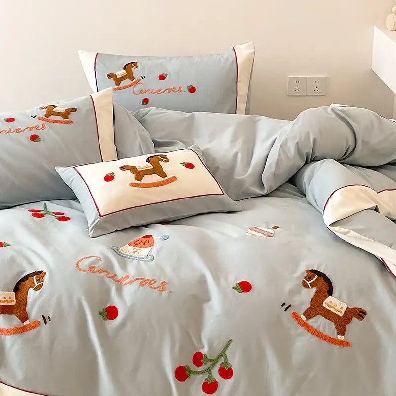 Blue Cotton Bedding Set