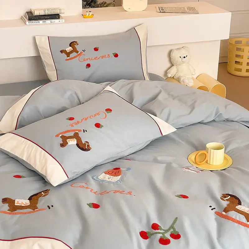 Blue Cotton Bedding Set