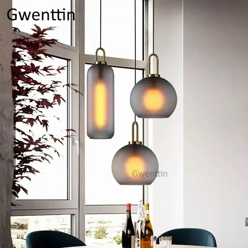 Brass Frosted Glass Pendant