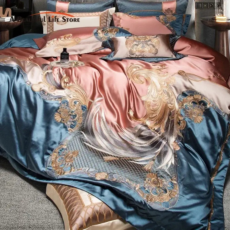 Teal Rose Gold Bedding