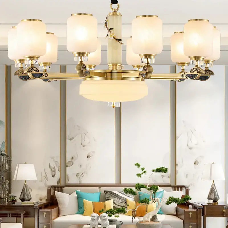 Jade Brass Chandelier