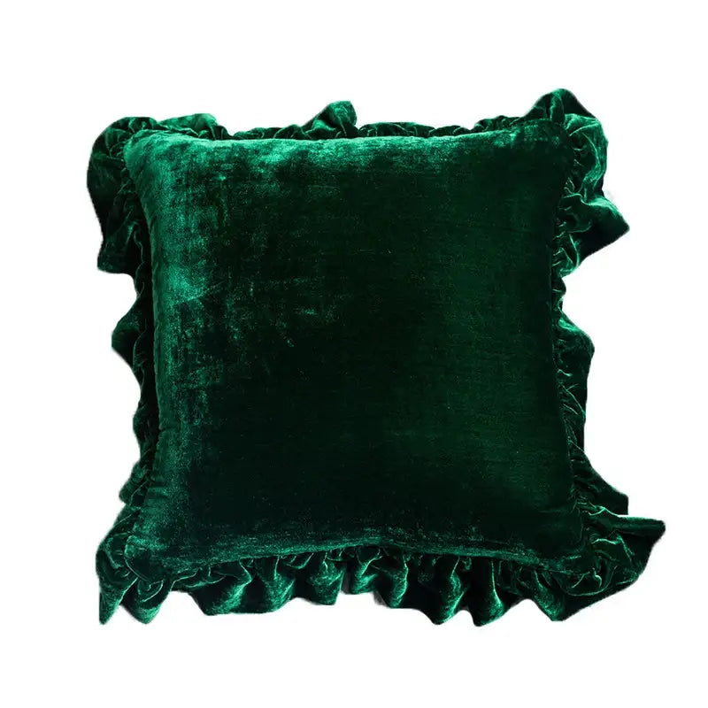 Mustard Velvet Ruffled Pillow Sham
