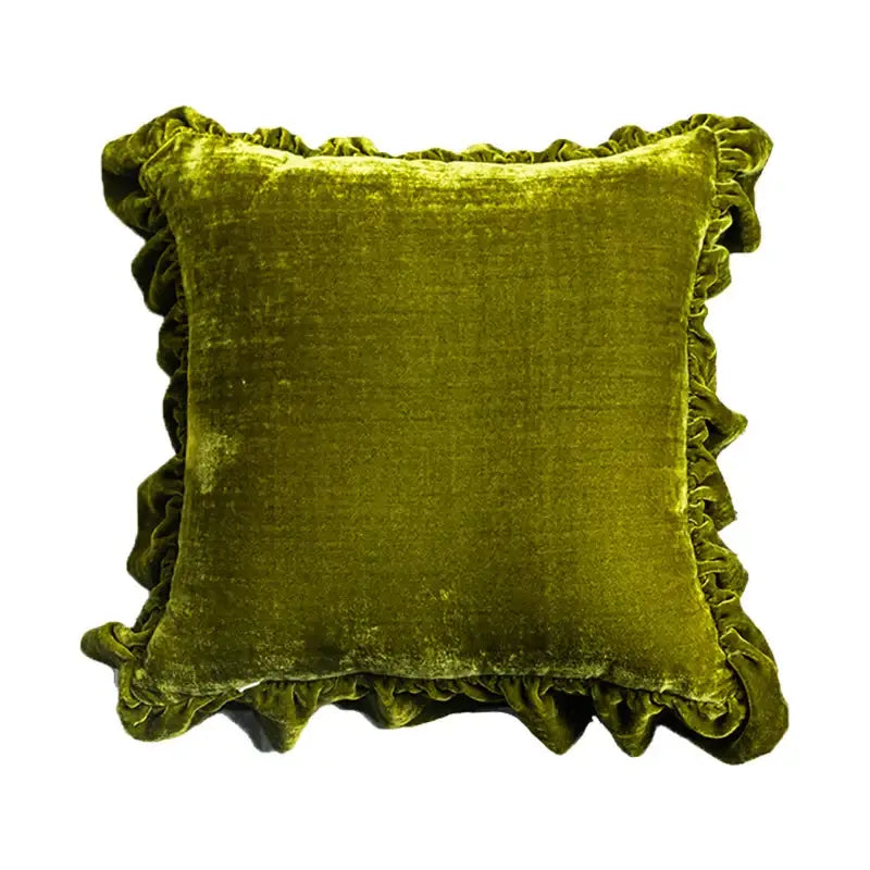 Mustard Velvet Ruffled Pillow Sham