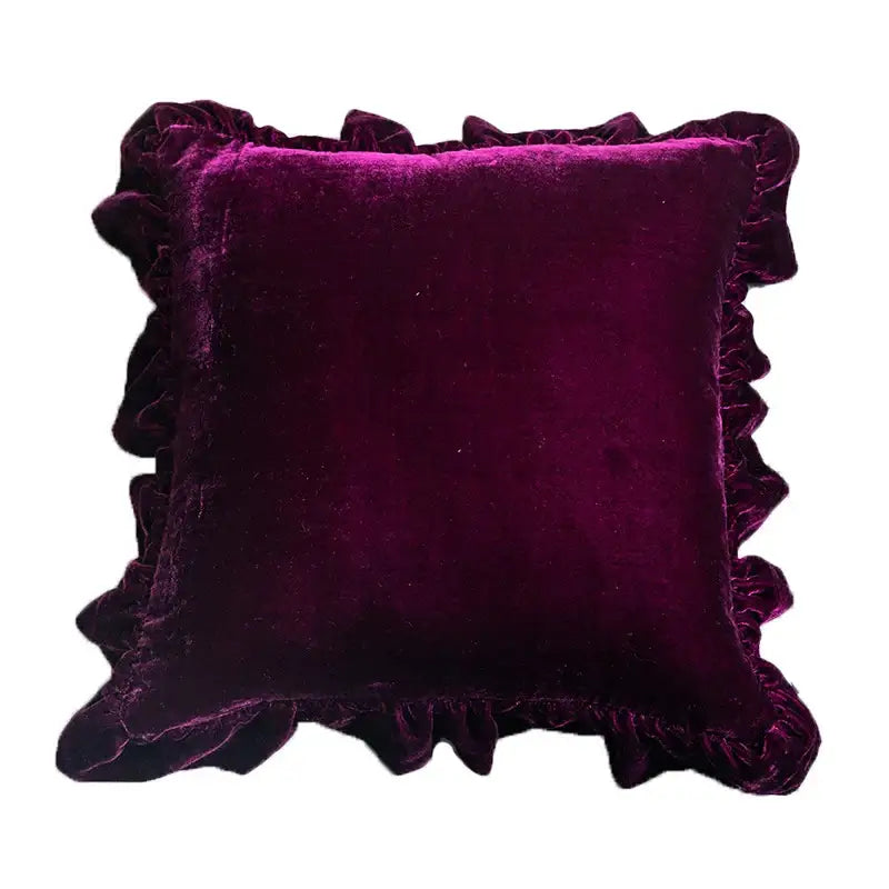 Mustard Velvet Ruffled Pillow Sham