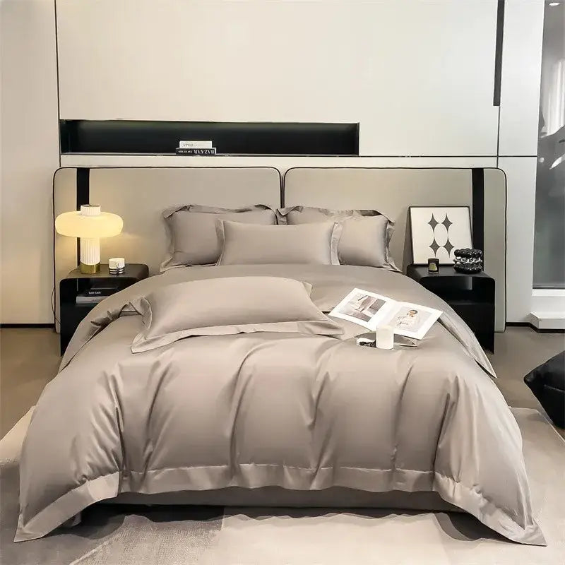 Taupe Satin Duvet Set