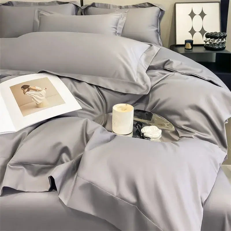 Sky Blue Satin Bedding Set