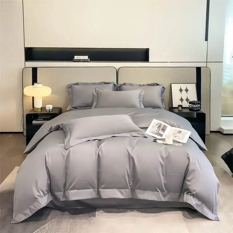 Gray Satin Duvet Cover