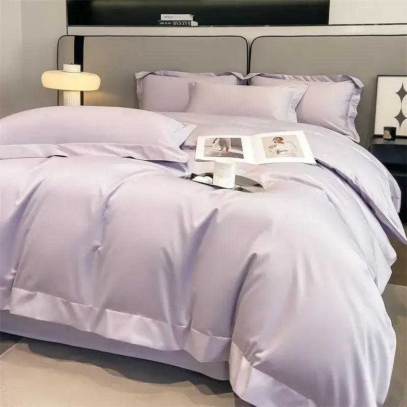 Sky Blue Satin Bedding Set