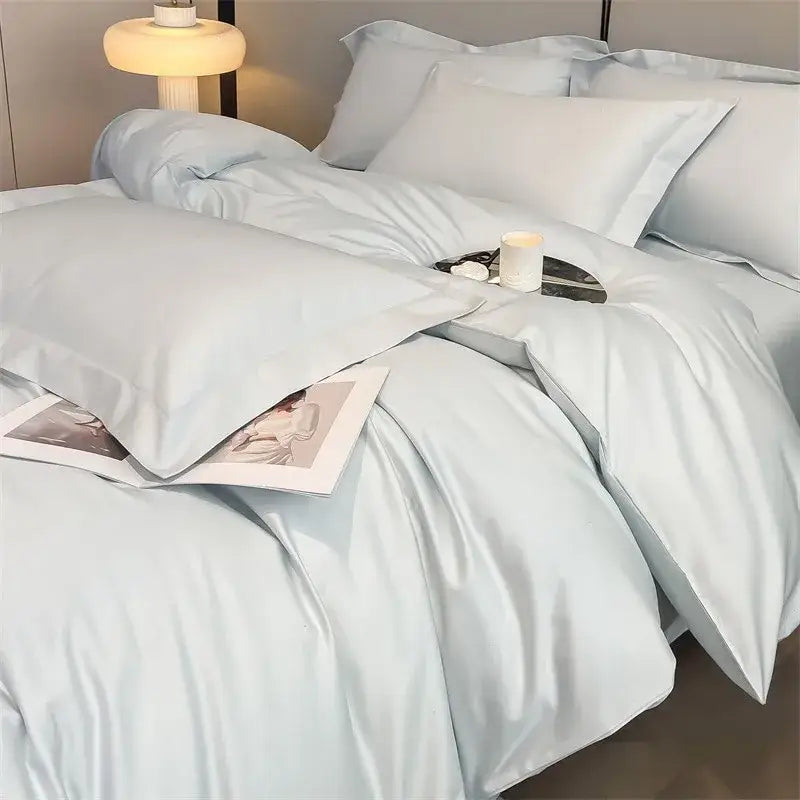 Pale Blue Satin Duvet Set