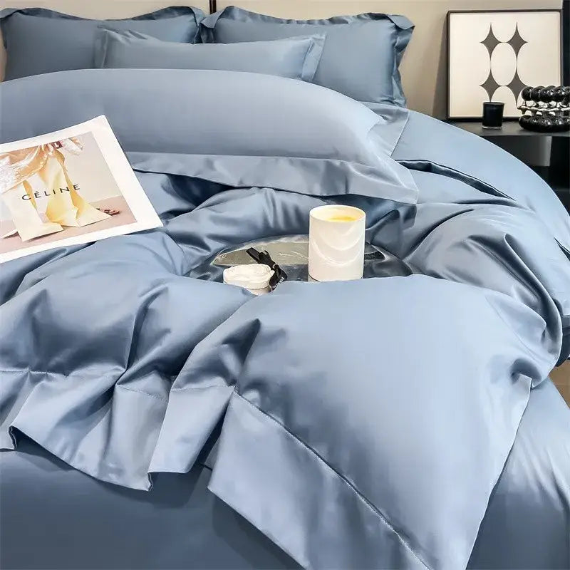 Sky Blue Satin Bedding Set