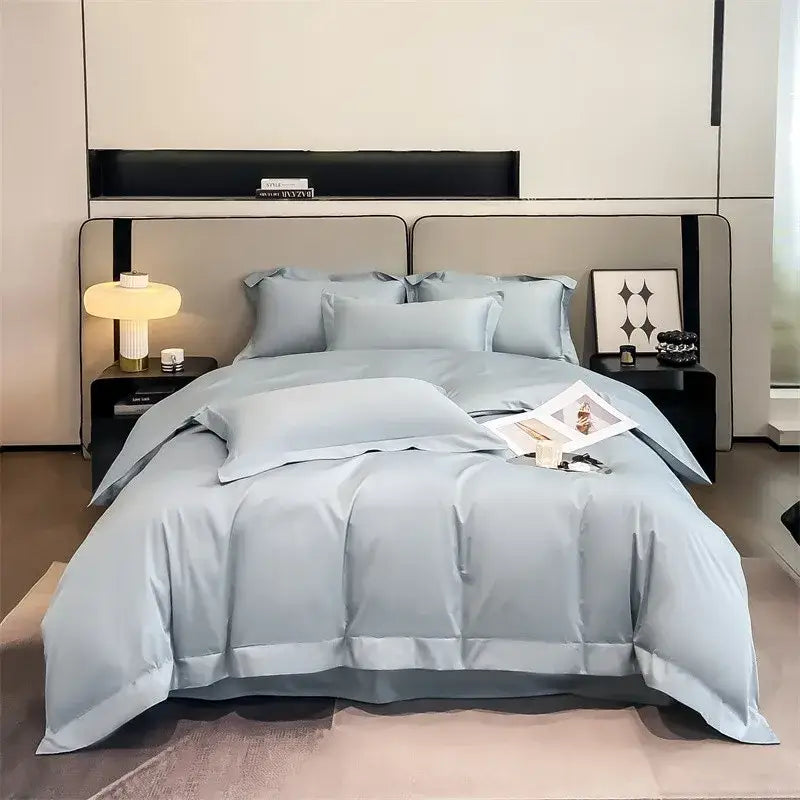 Pale Blue Satin Duvet Set