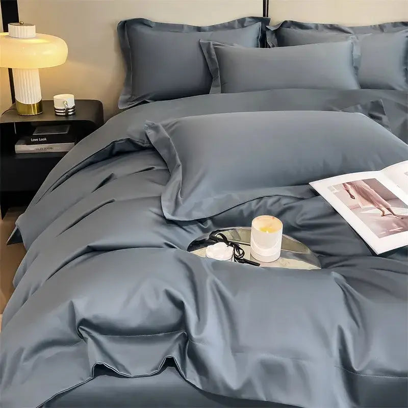 Sky Blue Satin Bedding Set