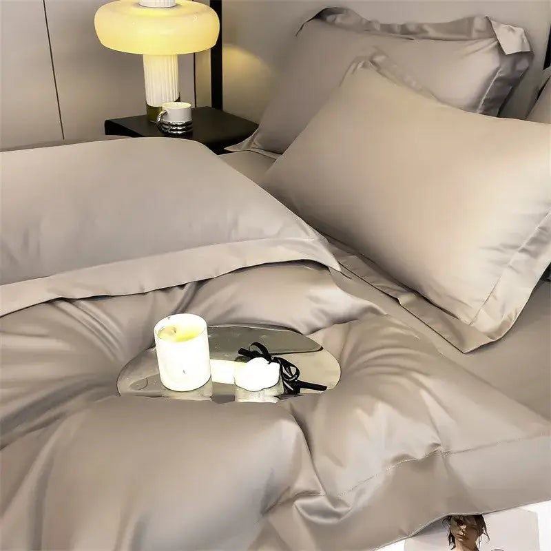 Gray Satin Duvet Cover