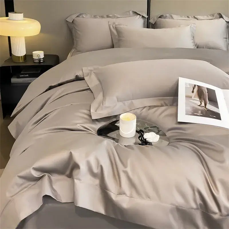 Pale Blue Satin Duvet Set