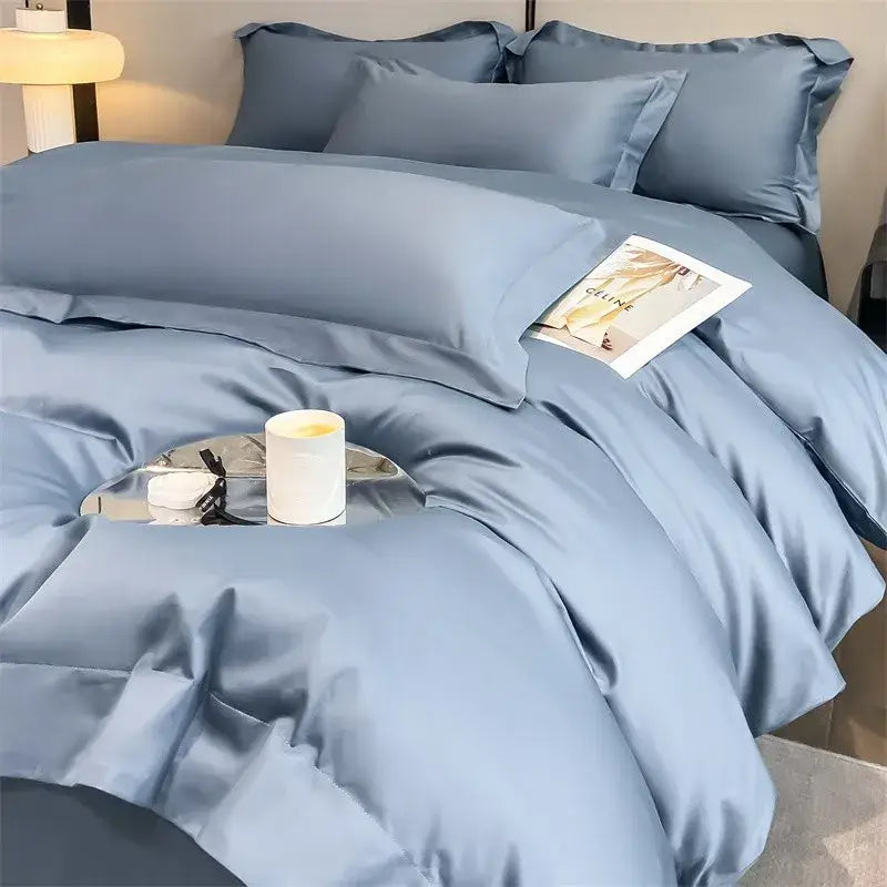 Pale Blue Satin Duvet Set