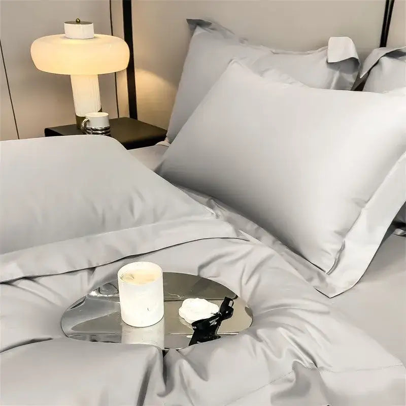 Gray Satin Duvet Cover