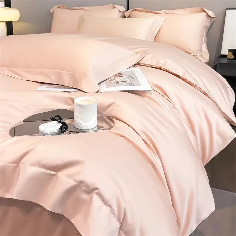 Sky Blue Satin Bedding Set