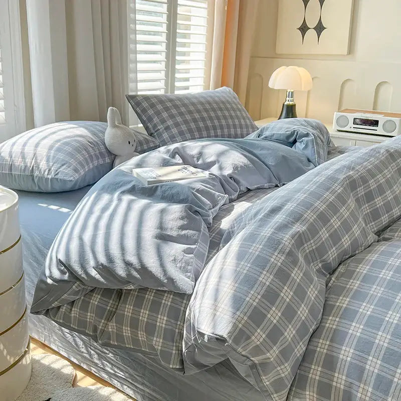 Blue Plaid Duvet Set