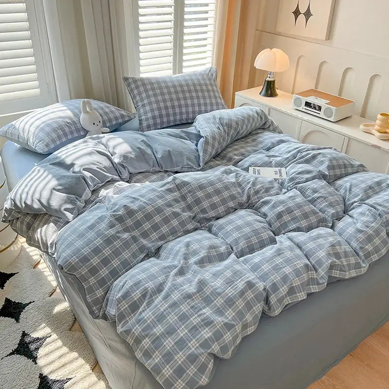 Blue Plaid Duvet Set