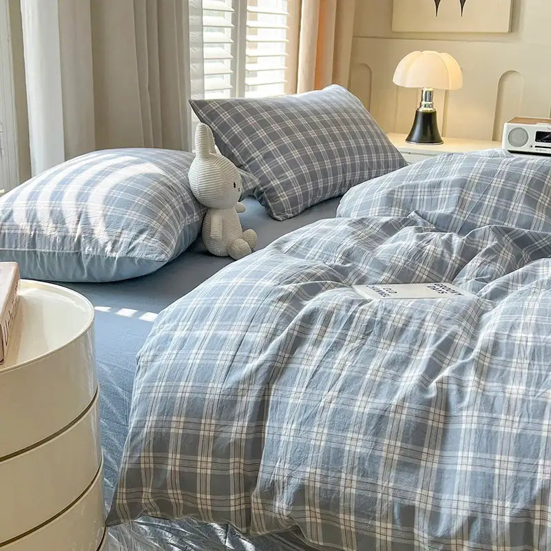 Blue Plaid Duvet Set