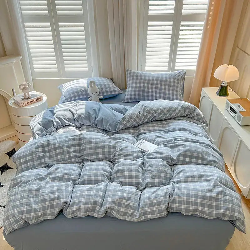 Blue Plaid Duvet Set