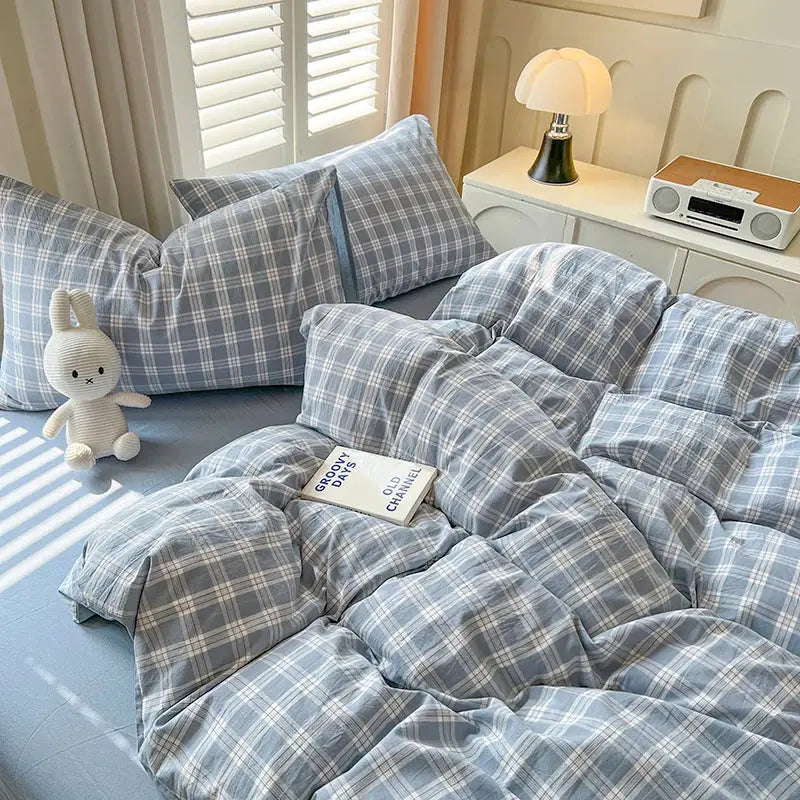 Blue Plaid Duvet Set