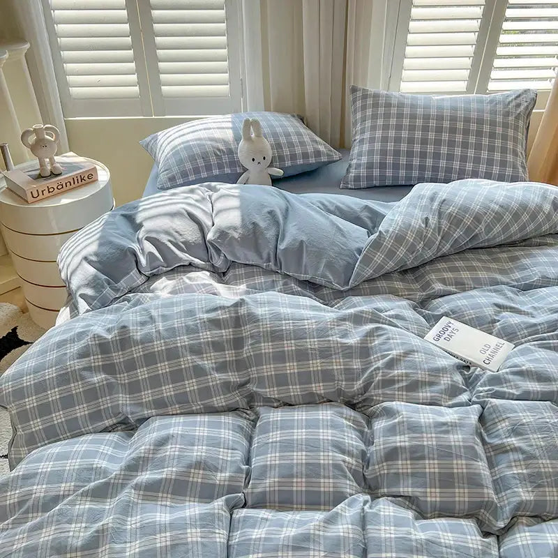 Blue Plaid Duvet Set