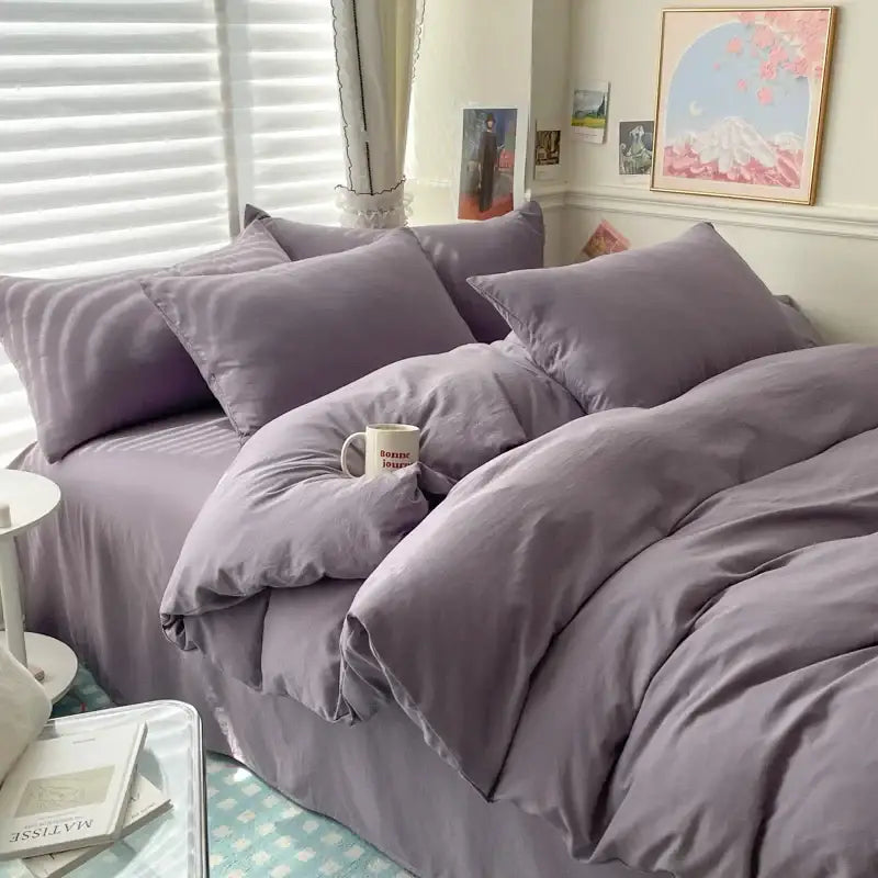 White Gray Cotton Bedding