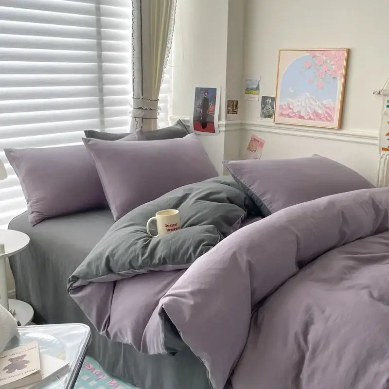 White Gray Cotton Bedding