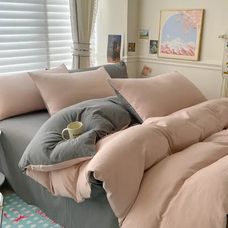 White Gray Cotton Bedding