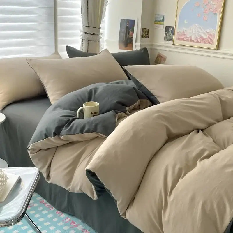 Gray Cotton Duvet Set