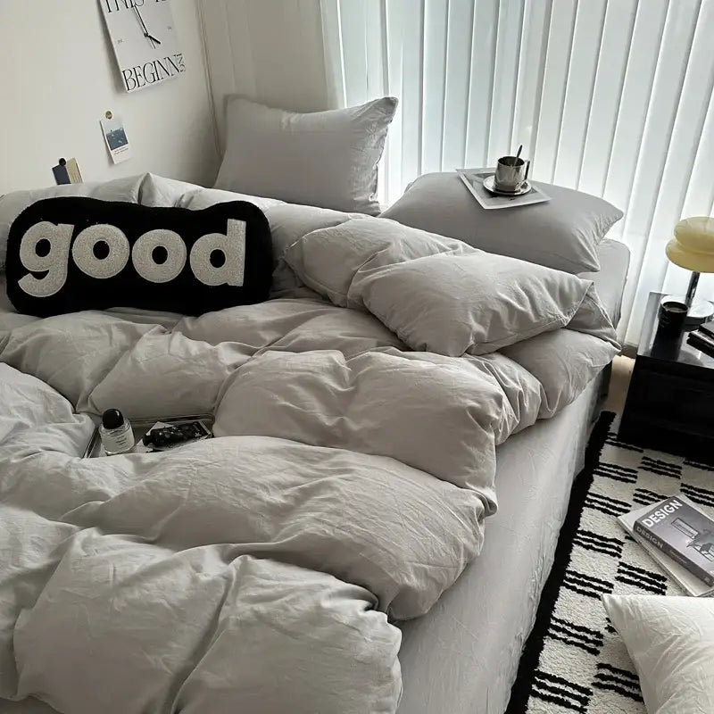 Gray Cotton Bedding Set