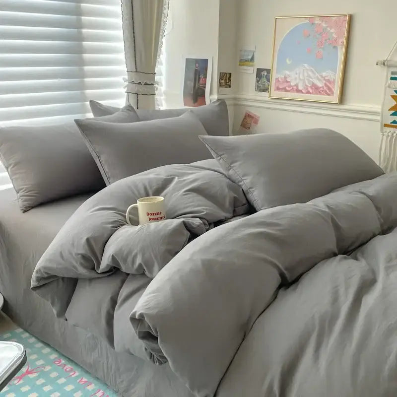 Gray Cotton Duvet Set