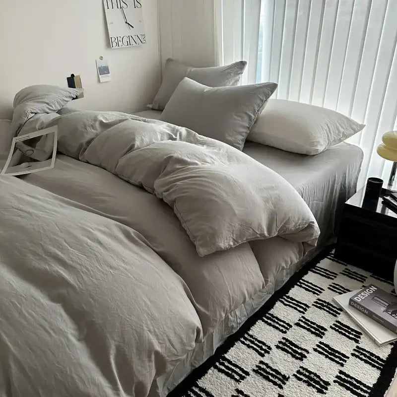 Gray Cotton Bedding Set