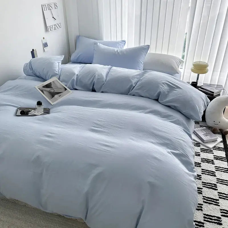 Dark Gray Cotton 4-Piece Bedding Set