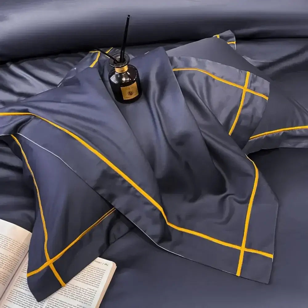 Navy Gold Cotton Duvet